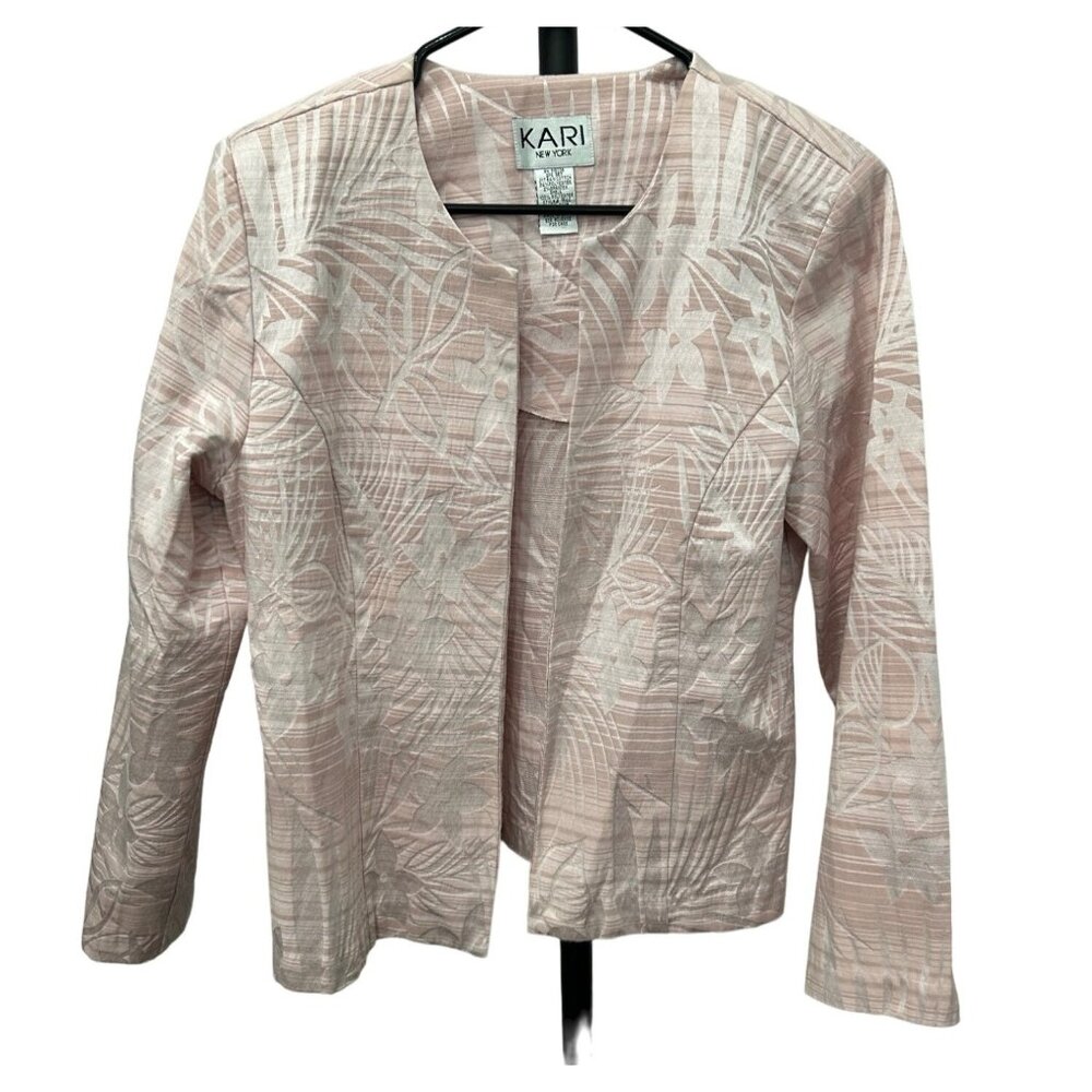 Kari New York Womens Pink Floral Blazer Jacket Size L